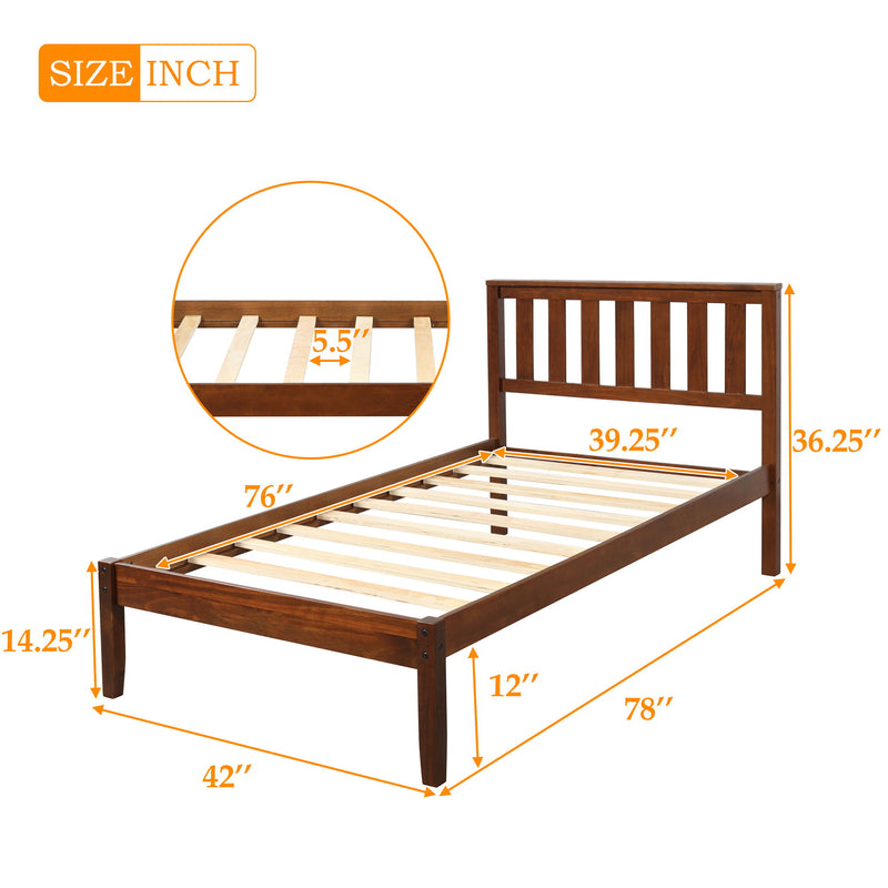 Platform Bed With Headboard, Footboard, Slat Support