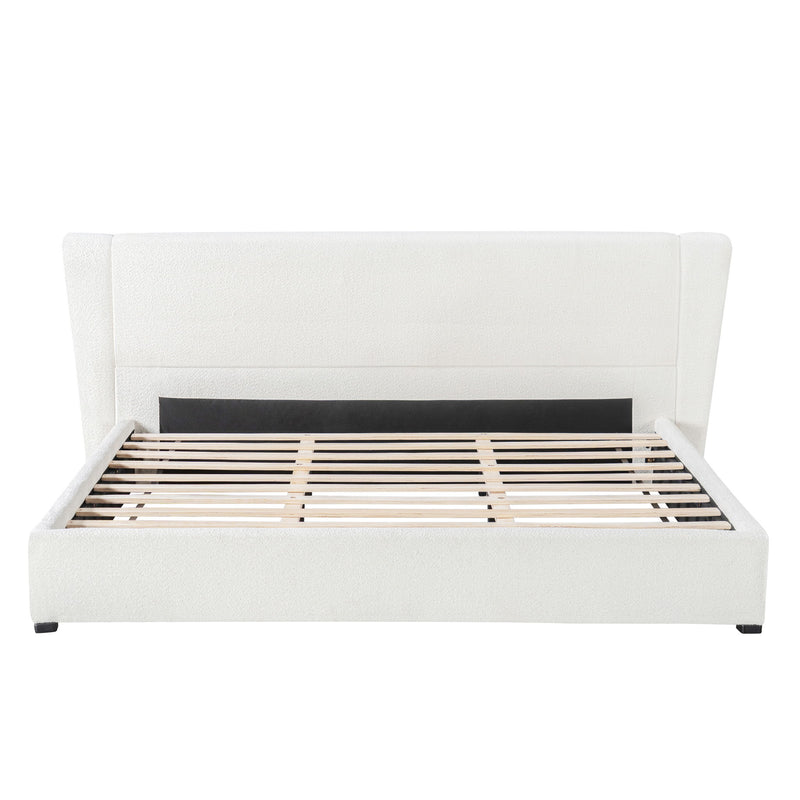 Upholstered Wingback Platform Bed Frame, No Box Spring Needed