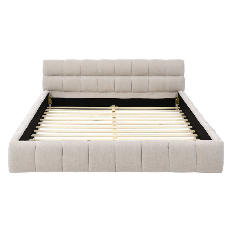 Modern Platform Bed Frame With Thick Fabric
