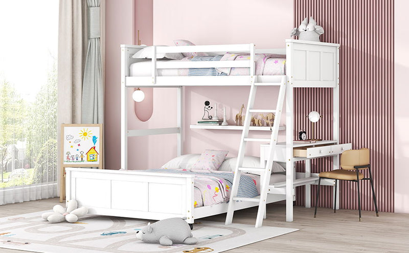 Full Over Full Bunk Bed With Desk