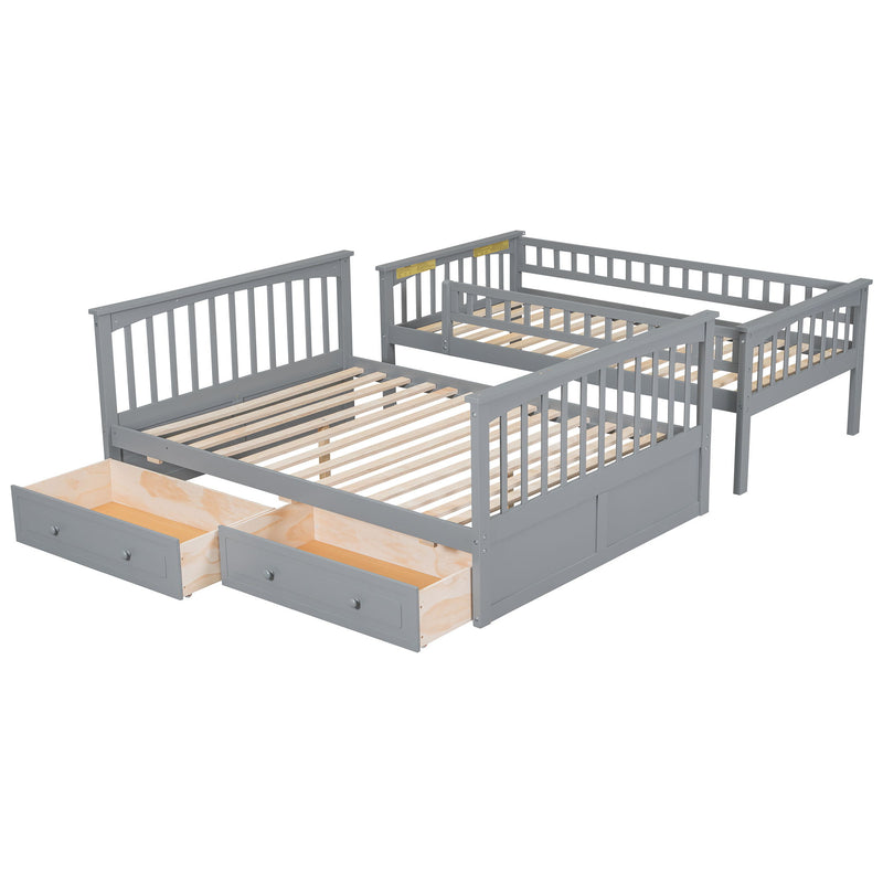 Bunk Bed With Drawers, Convertible Storage Bed