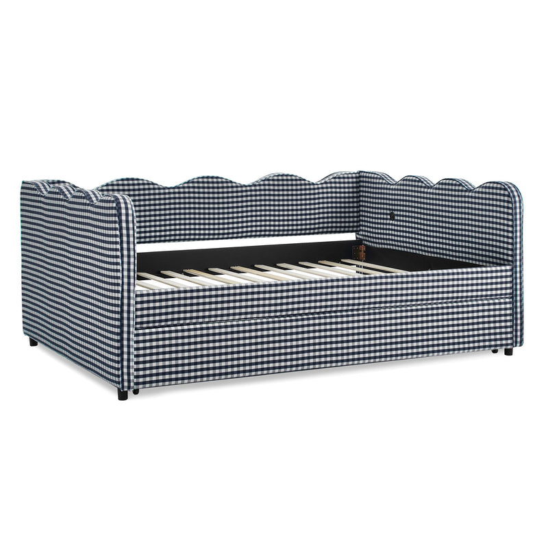 Gingham Daybed & USB Charging Port, Wave-Shaped Design