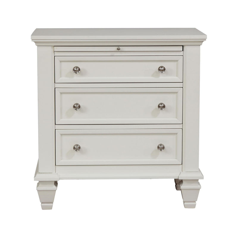 Cottage 3 Drawer Nightstand With Pull Out Tray - Cream White