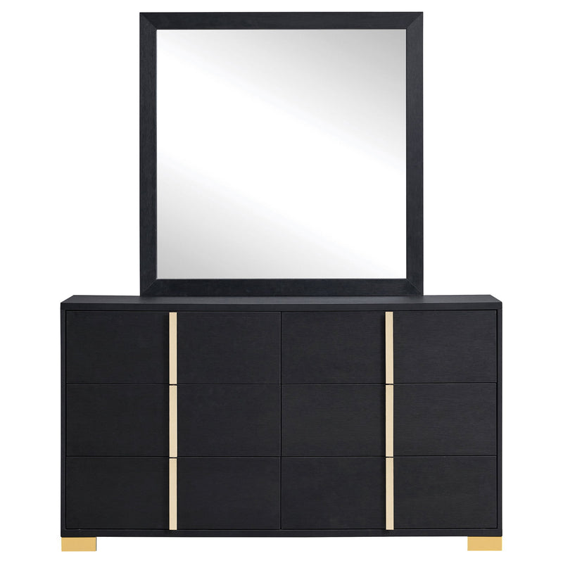 Jeremiah - 6 Drawer Dresser With Mirror - Black