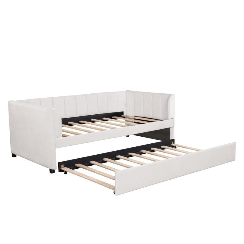 Upholstered Daybed With Ergonomic Design Backrest