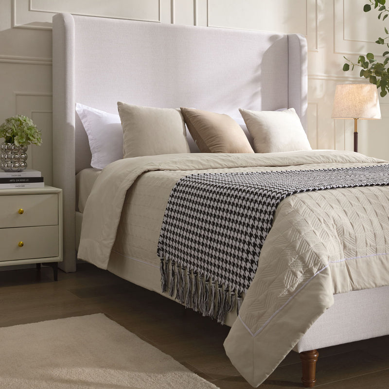 Harper - Tall Headboard Upholstered Bed / High Headboard / Elegant Simplicity / No Box Spring Needed