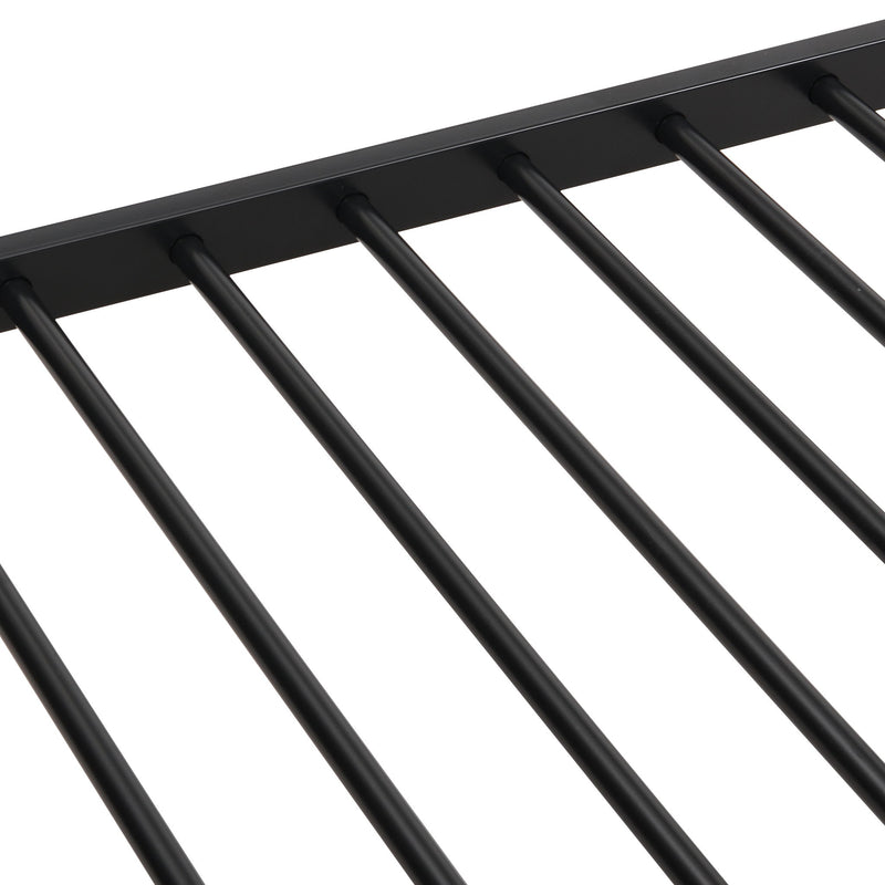 Full Over Full Modern Metal Bunk Bed With Trundle - Black
