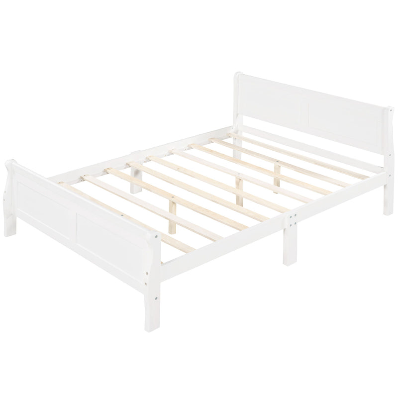 Platform Bed Frame Mattress Foundation Sleigh Bed With Headboard / Footboard / Wood Slat Suppor
