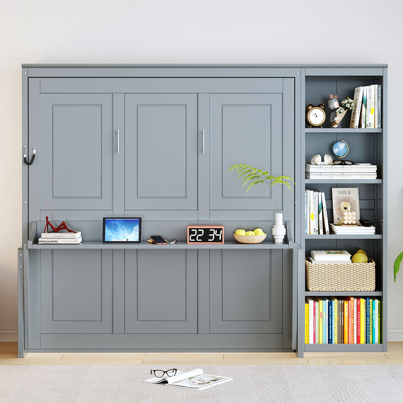 Sturdy Murphy Bed With Desk And Bookshelf