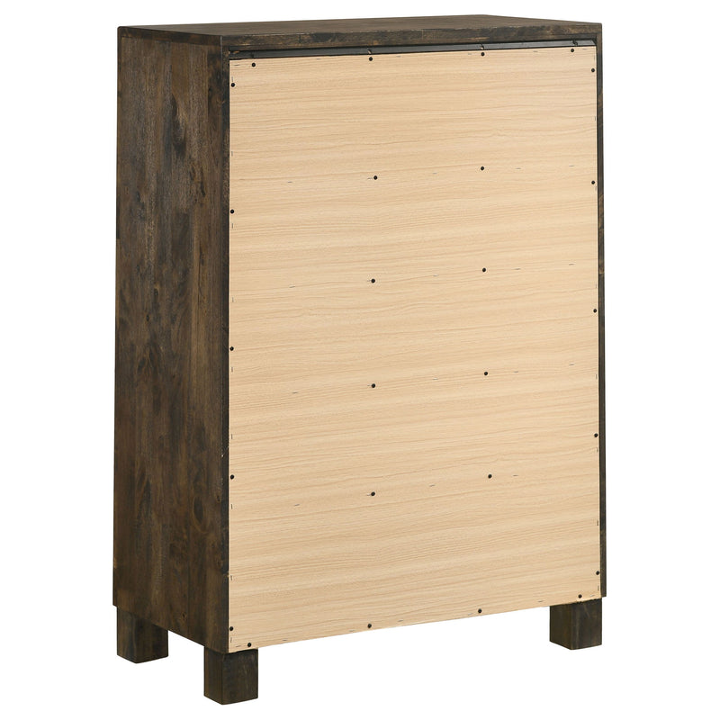Bren - 5 Drawer Chest With Handles And Block Legs - Rustic