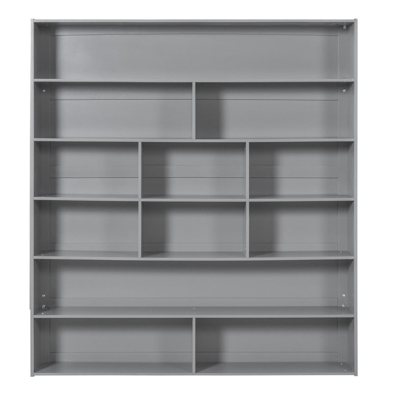 Full Over Full Bunk Bed With 2 Drawers And Multi-Layer Cabinet - Gray