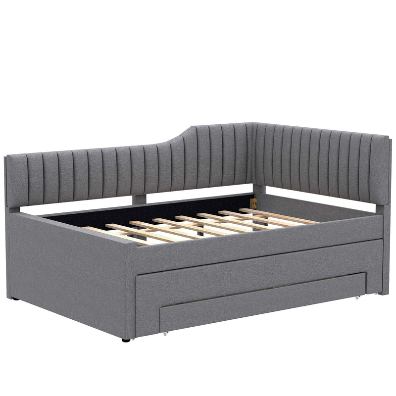 Upholstered Daybed With Trundle And 3 Drawers