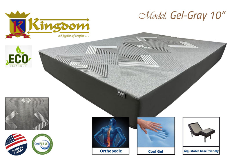 Kingdom Gel Gray 10" Memory Foam Mattress