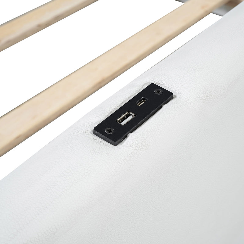 Platform Bed With Guardrail And Charging Station