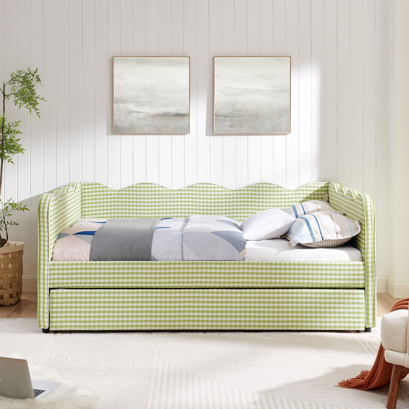 Gingham Daybed & USB Charging Port, Wave-Shaped Design