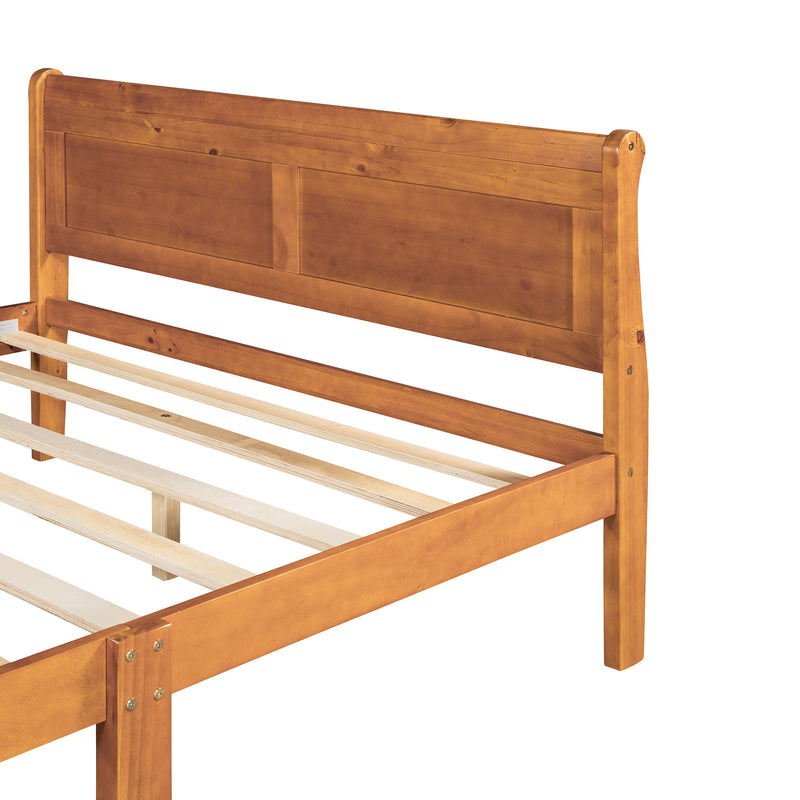 Platform Bed Frame Mattress Foundation Sleigh Bed With Headboard / Footboard / Wood Slat Suppor