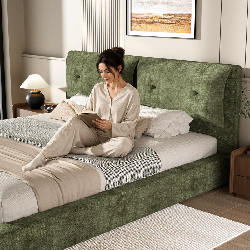 Airframe - Upholstered Bed Frame With Double Layered Upholstered Headboard