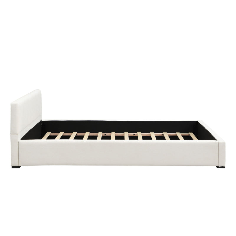 Queen Bed Wide Edge With Soft Upholstery - Beige