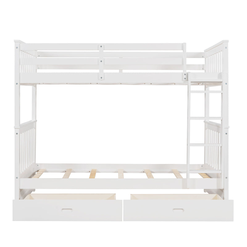 Bunk Bed With Ladders And 2 Storage Drawers