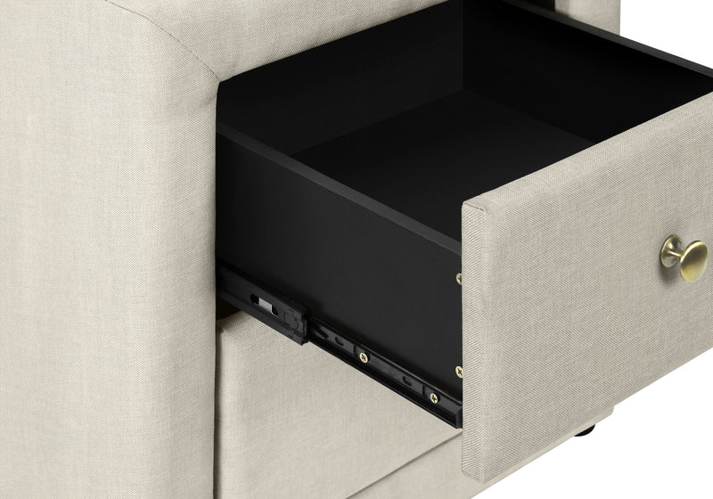 Nightstand, Storage Drawer Versatile Use, Upholstered, Transitional