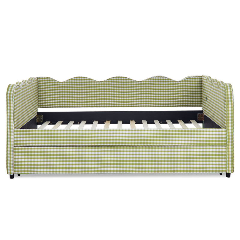 Gingham Daybed & USB Charging Port, Wave-Shaped Design