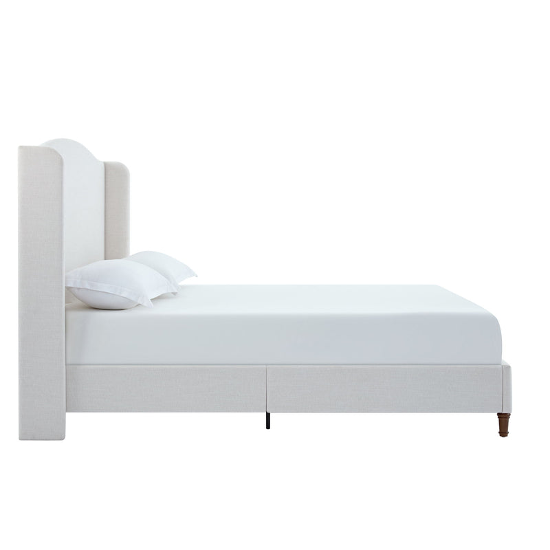 Minimalist Designs Upholstered Wingback Bed With Tall Headboard
