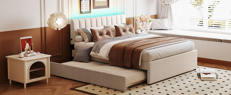 Upholstered Platform Bed With Trundle