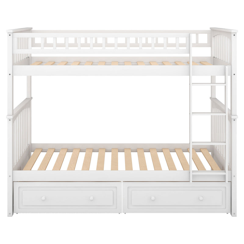 Mystrene - Twin Over Twin Bunk Bed With Drawers, Convertible Beds