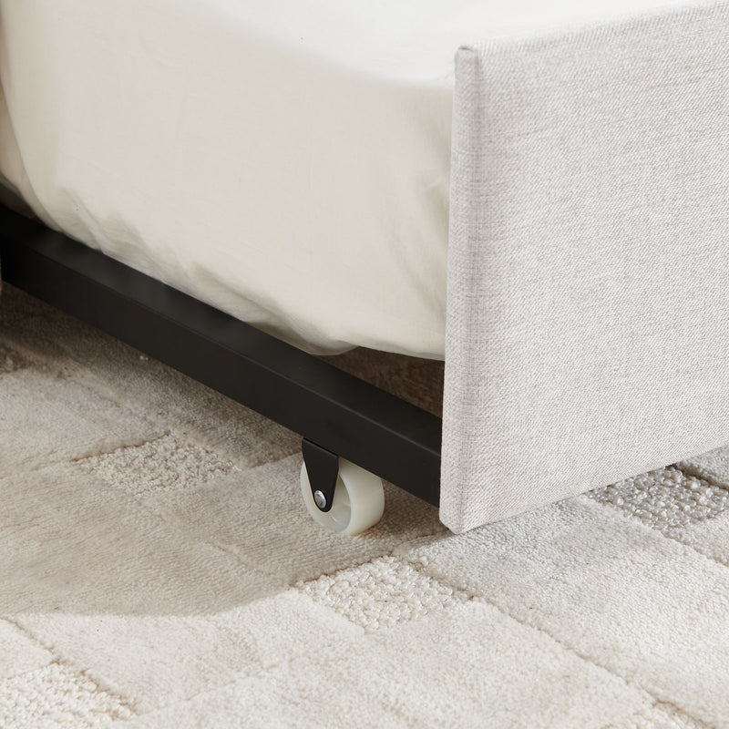 Upholstered Daybed With Trundle With Vertical Stripes