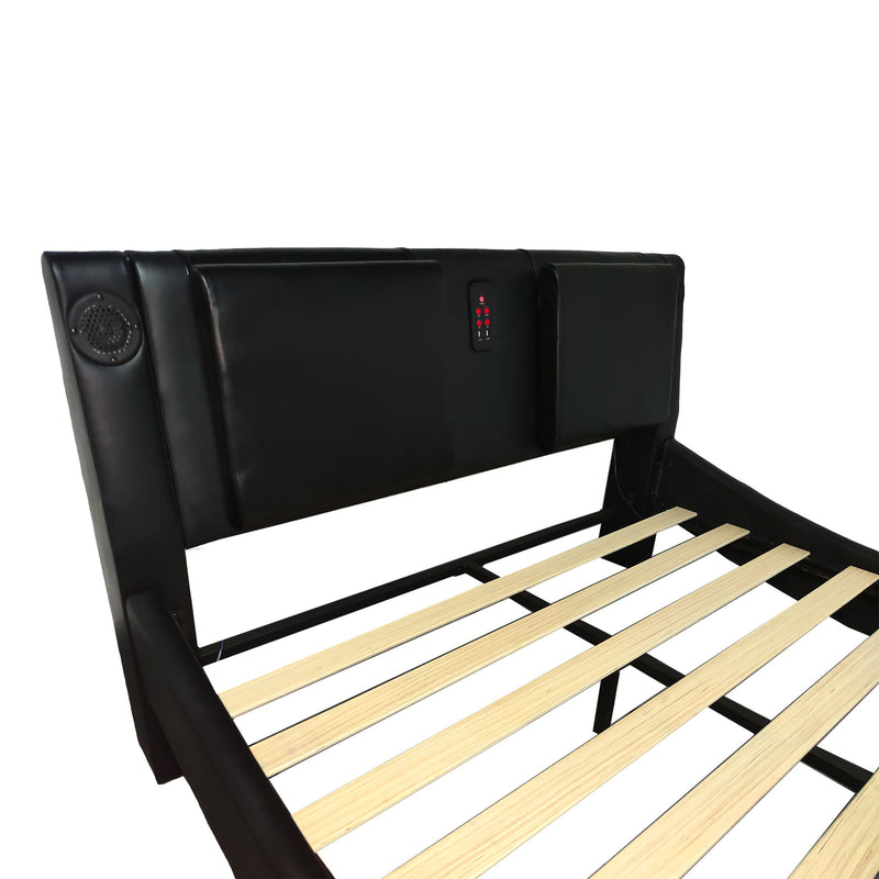 Platform Bed Frame With LED Lighting, tooth Music, Vibration Massage