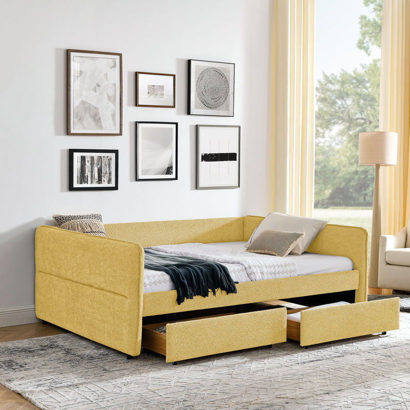 Upholstered Daybed & 2 Drawers