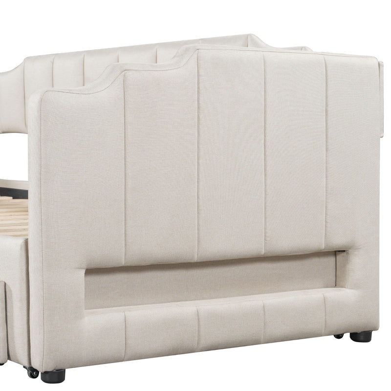 Extendable Daybed With LED Light And 2 Storage Drawers