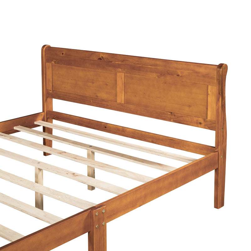 Platform Bed Frame Mattress Foundation Sleigh Bed With Headboard / Footboard / Wood Slat Suppor