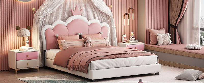 Upholstered Princess Platform Bed With Crown Headboard