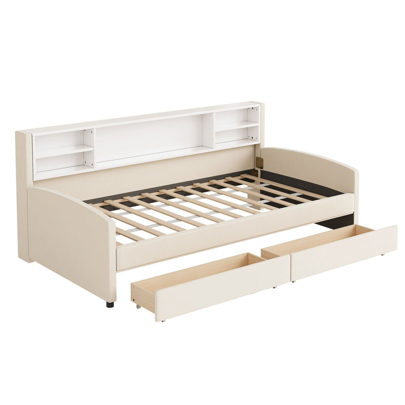 Luxurious Upholstered Platform Bed With Storage Drawers
