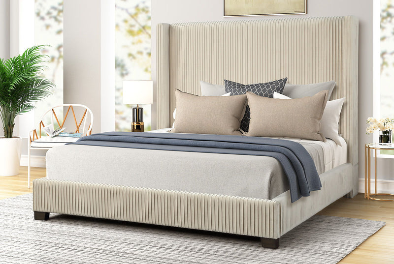 Upholstered Bed, Space-Saving Design