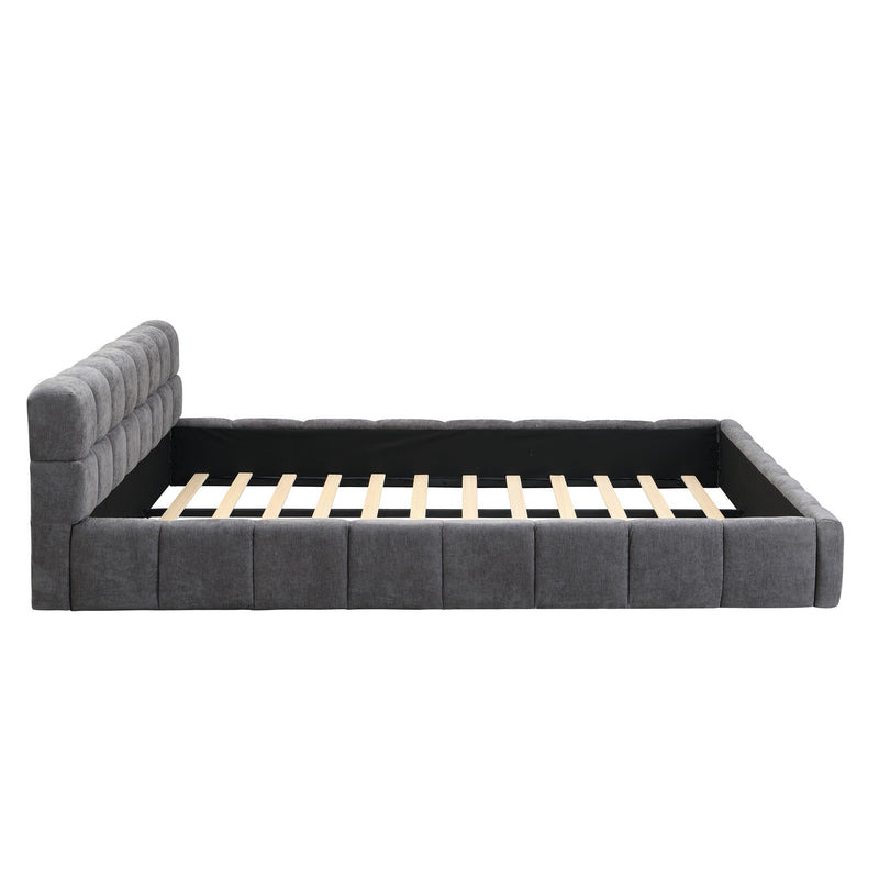 Elegant Upholstered Bed With Checkerboard Design
