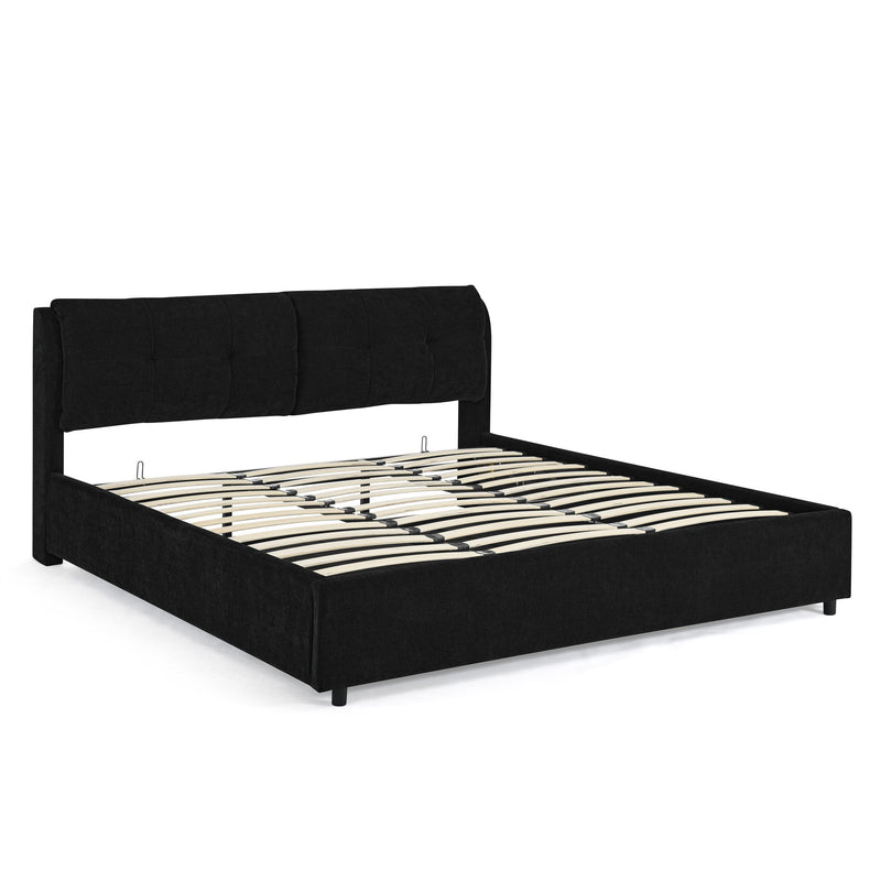 Storage Upholstered Hydraulic Platform Bed With Integrated Headboard
