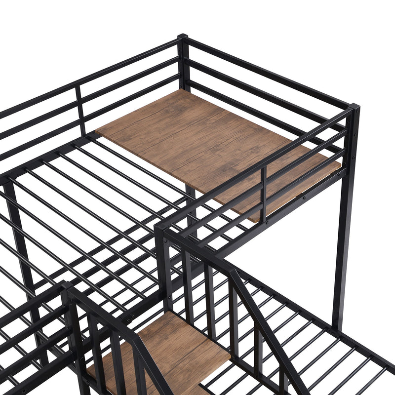 Metal Bunk Bed With Storage Shelves Staircase