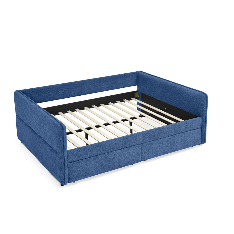 Upholstered Daybed & 2 Drawers